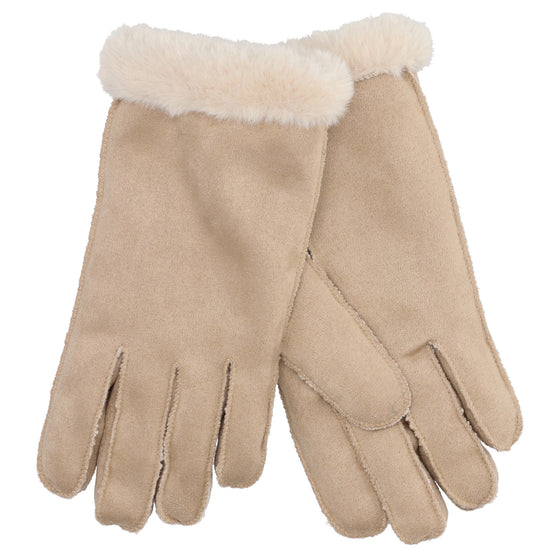 Winterhandschuh in Beige in Wildleder-Optik - leder-accessoires.com