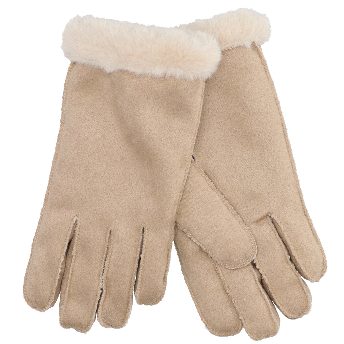 Winterhandschuh in Beige in Wildleder-Optik - leder-accessoires.com