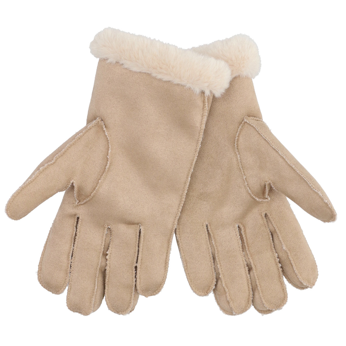 Winterhandschuh in Beige in Wildleder-Optik - leder-accessoires.com