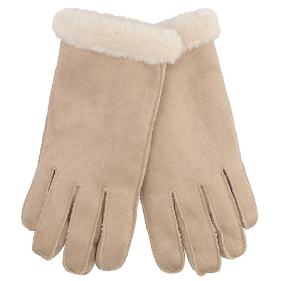 Winterhandschuh in Beige in Wildleder-Optik - leder-accessoires.com