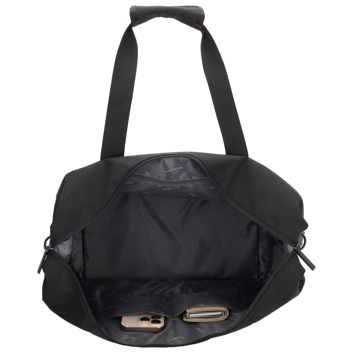 Reisetasche 40 x 32cm in Schwarz mit Reißverschluss - leder-accessoires.com