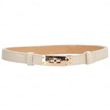 Ledergürtel 10mm in Beige mit Goldschließe - leder-accessoires.com