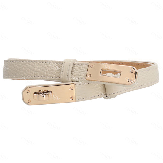 Ledergürtel 10mm in Beige mit Goldschließe - leder-accessoires.com