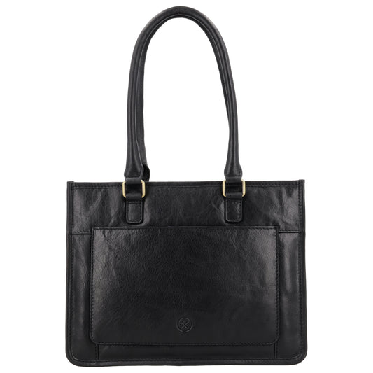 Schultertasche in Schwarz 21x30cm mit Reißverschluss - leder-accessoires.com