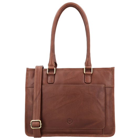 Schultertasche in Braun 21x30cm mit Reißverschluss - leder-accessoires.com