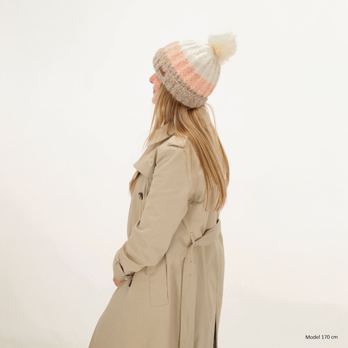 Wintermütze Rosa 24x21cm mit grobem Strickmuster - leder-accessoires.com