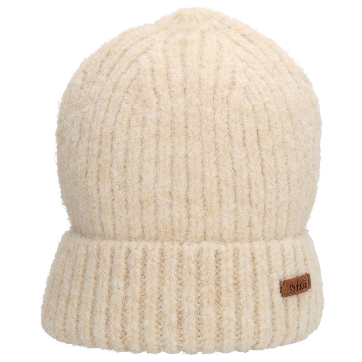 Wintermütze Beige 22x22cm mit Rippmuster - leder-accessoires.com