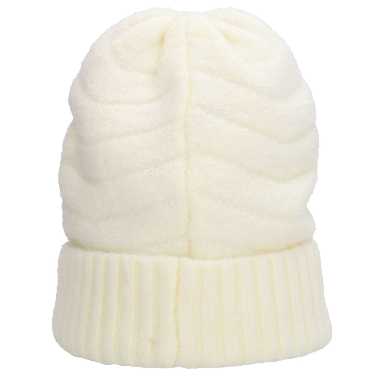 Wintermütze Weiß 22x21cm mit welligem Strickmuster - leder-accessoires.com