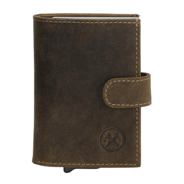 Safety Wallet | Börse 10,5 x 8cm in Olivgrün - leder-accessoires.com