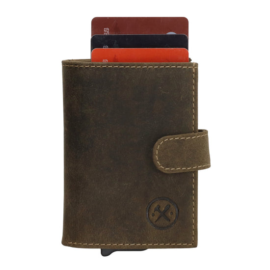 Safety Wallet | Börse 10,5 x 8cm in Olivgrün - leder-accessoires.com