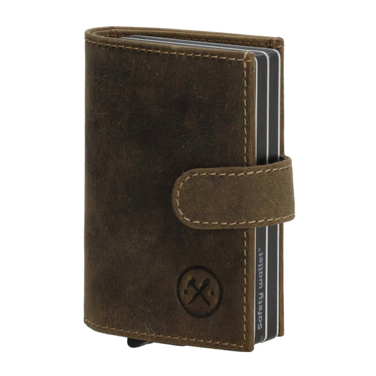 Safety Wallet | Börse 10,5 x 8cm in Olivgrün - leder-accessoires.com