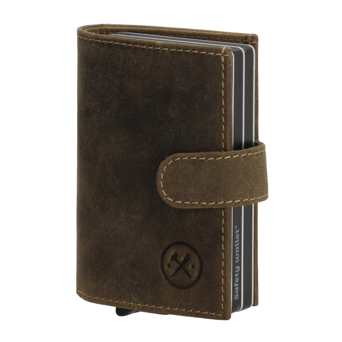 Safety Wallet | Börse 10,5 x 8cm in Olivgrün - leder-accessoires.com