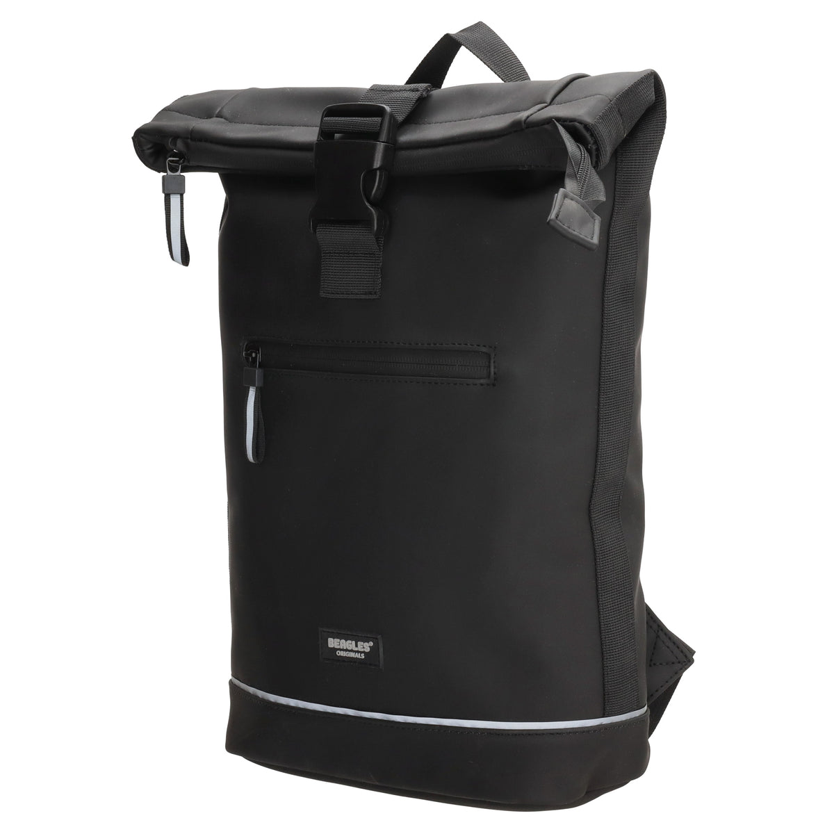 Rolltoprucksack 42x28x10cm in Schwarz mit Klickverschluss - leder-accessoires.com
