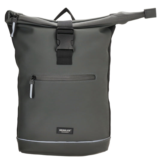 Rolltoprucksack 42x28x10cm in Grau mit Klickverschluss - leder-accessoires.com