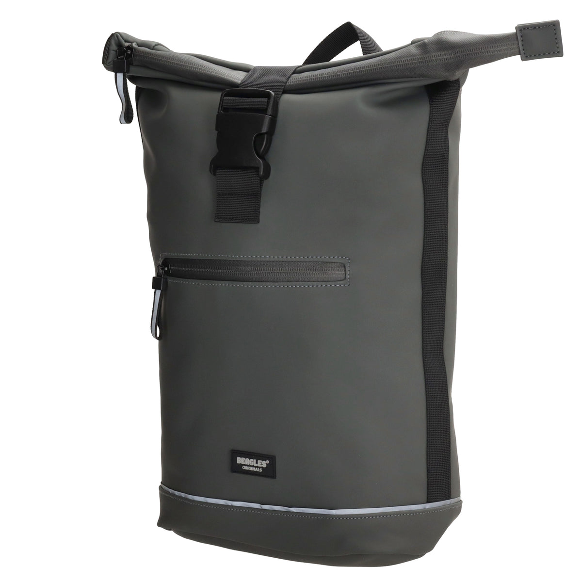 Rolltoprucksack 42x28x10cm in Grau mit Klickverschluss - leder-accessoires.com