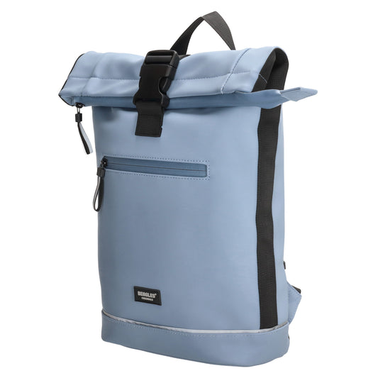 Rolltoprucksack 42x28x10cm in Hellblau mit Klickverschluss - leder-accessoires.com