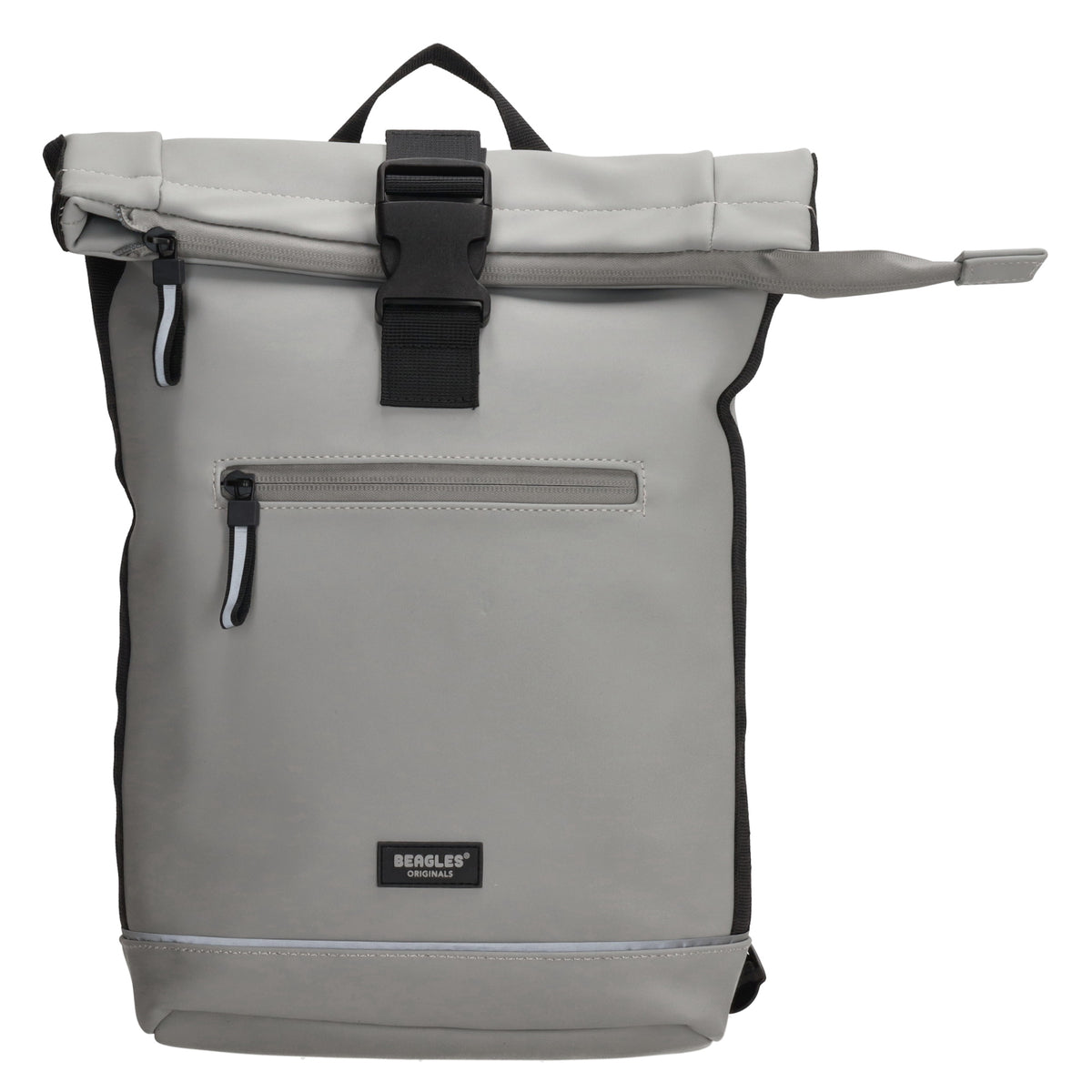 Rolltoprucksack 42x28x10cm in Hellgrau mit Klickverschluss - leder-accessoires.com
