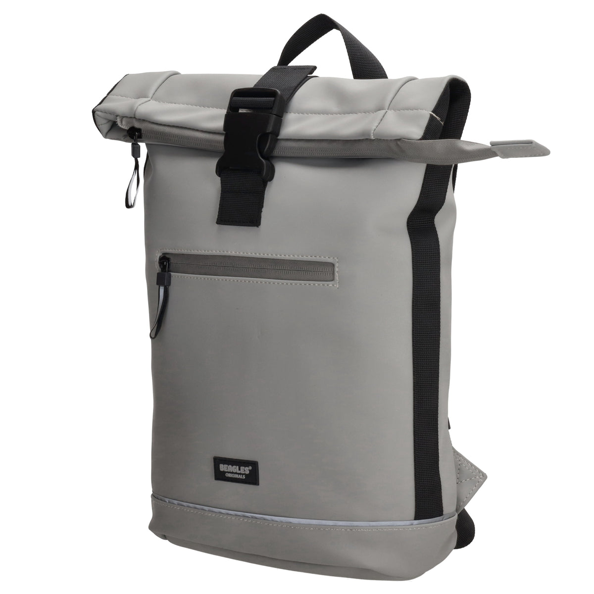 Rolltoprucksack 42x28x10cm in Hellgrau mit Klickverschluss - leder-accessoires.com
