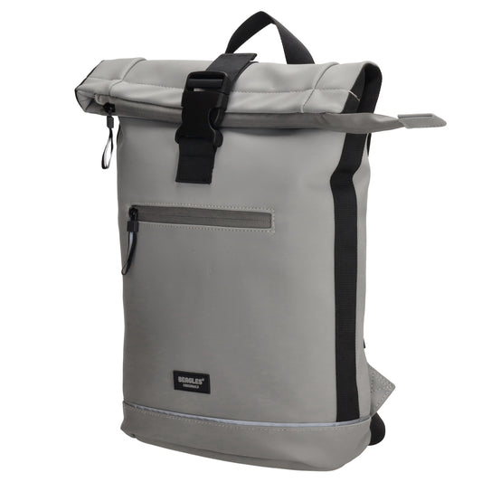 Rolltoprucksack 42x28x10cm in Hellgrau mit Klickverschluss - leder-accessoires.com