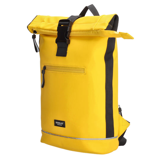 Rolltoprucksack 42x28x10cm in Gelb mit Klickverschluss - leder-accessoires.com