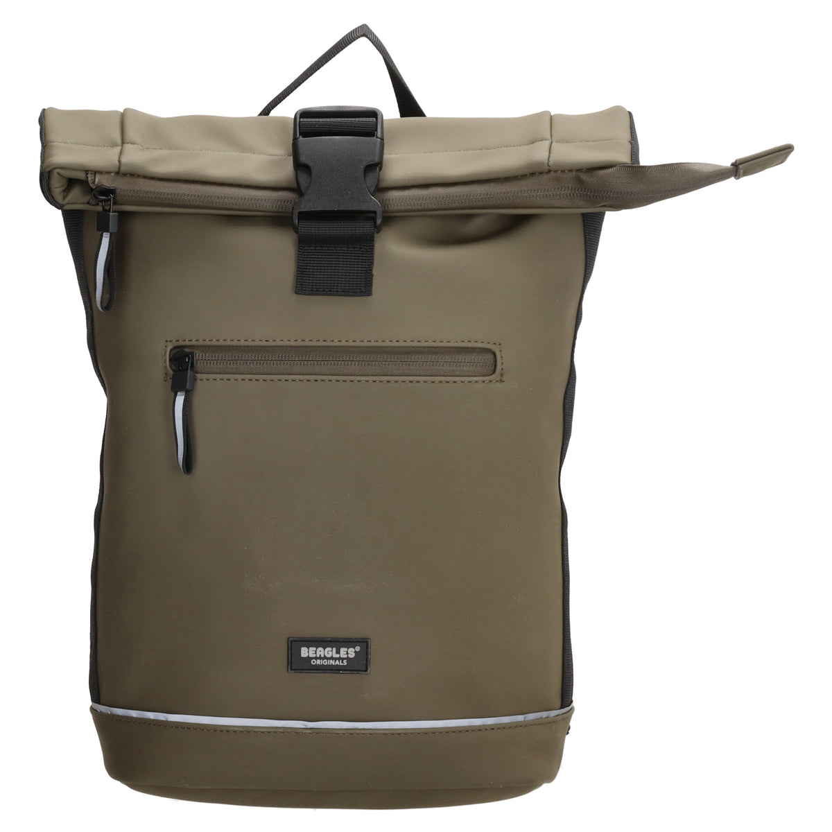 Rolltoprucksack 42x28x10cm in Oliv|Khaki mit Klickverschluss - leder-accessoires.com