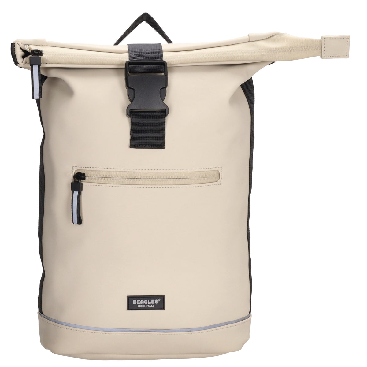Rolltoprucksack 42x28x10cm in Taupe|Beige mit Klickverschluss - leder-accessoires.com