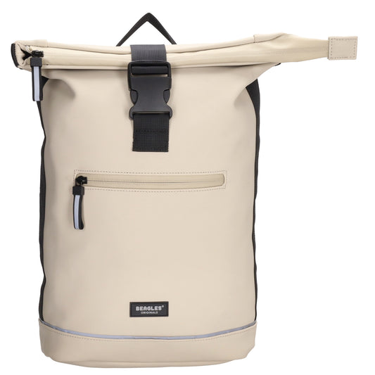 Rolltoprucksack 42x28x10cm in Taupe|Beige mit Klickverschluss - leder-accessoires.com