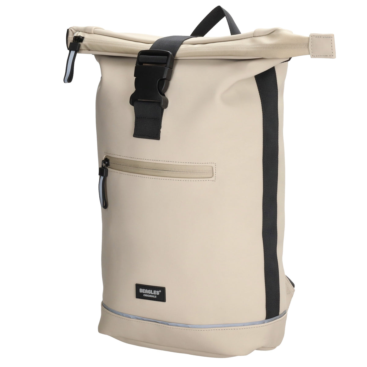Rolltoprucksack 42x28x10cm in Taupe|Beige mit Klickverschluss - leder-accessoires.com