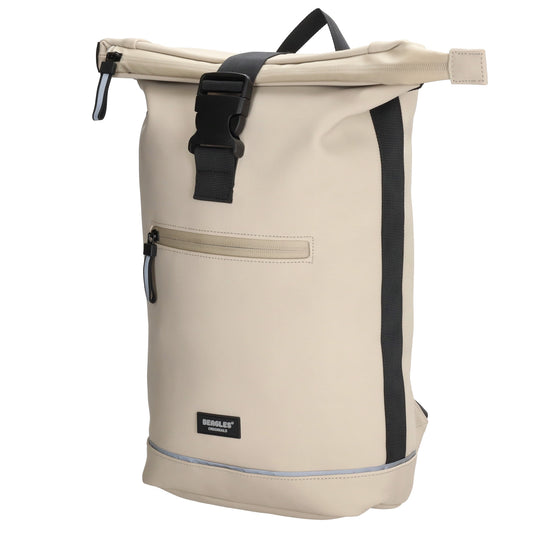 Rolltoprucksack 42x28x10cm in Taupe|Beige mit Klickverschluss - leder-accessoires.com