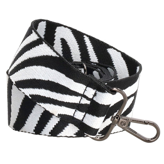 Taschenriemen|Wechselriemen 140cm in Schwarz|Weiß im Zebra-Muster - leder-accessoires.com