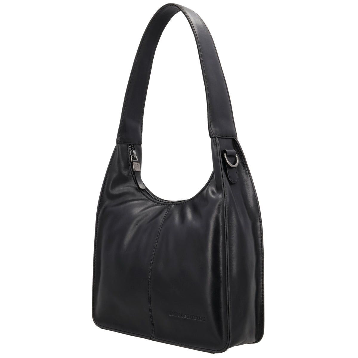 Schultertasche 33x30cm in Schwarz mit separatem Umhängeriemen - leder-accessoires.com