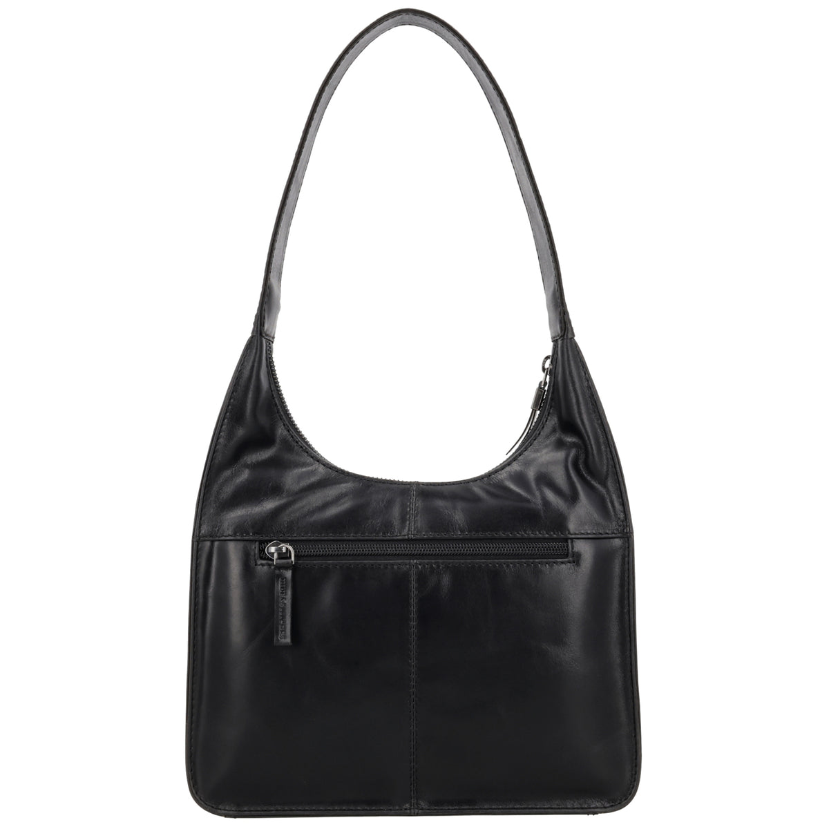 Schultertasche 33x30cm in Schwarz mit separatem Umhängeriemen - leder-accessoires.com