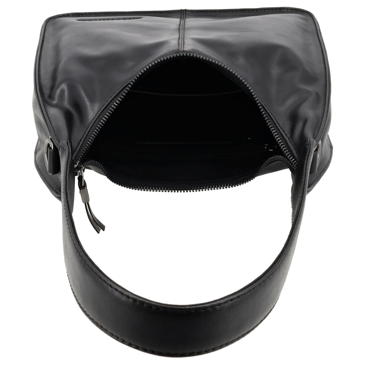 Schultertasche 33x30cm in Schwarz mit separatem Umhängeriemen - leder-accessoires.com