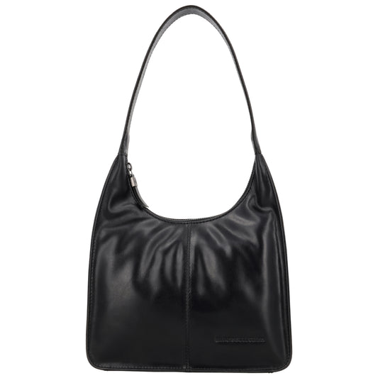 Schultertasche 33x30cm in Schwarz mit separatem Umhängeriemen - leder-accessoires.com