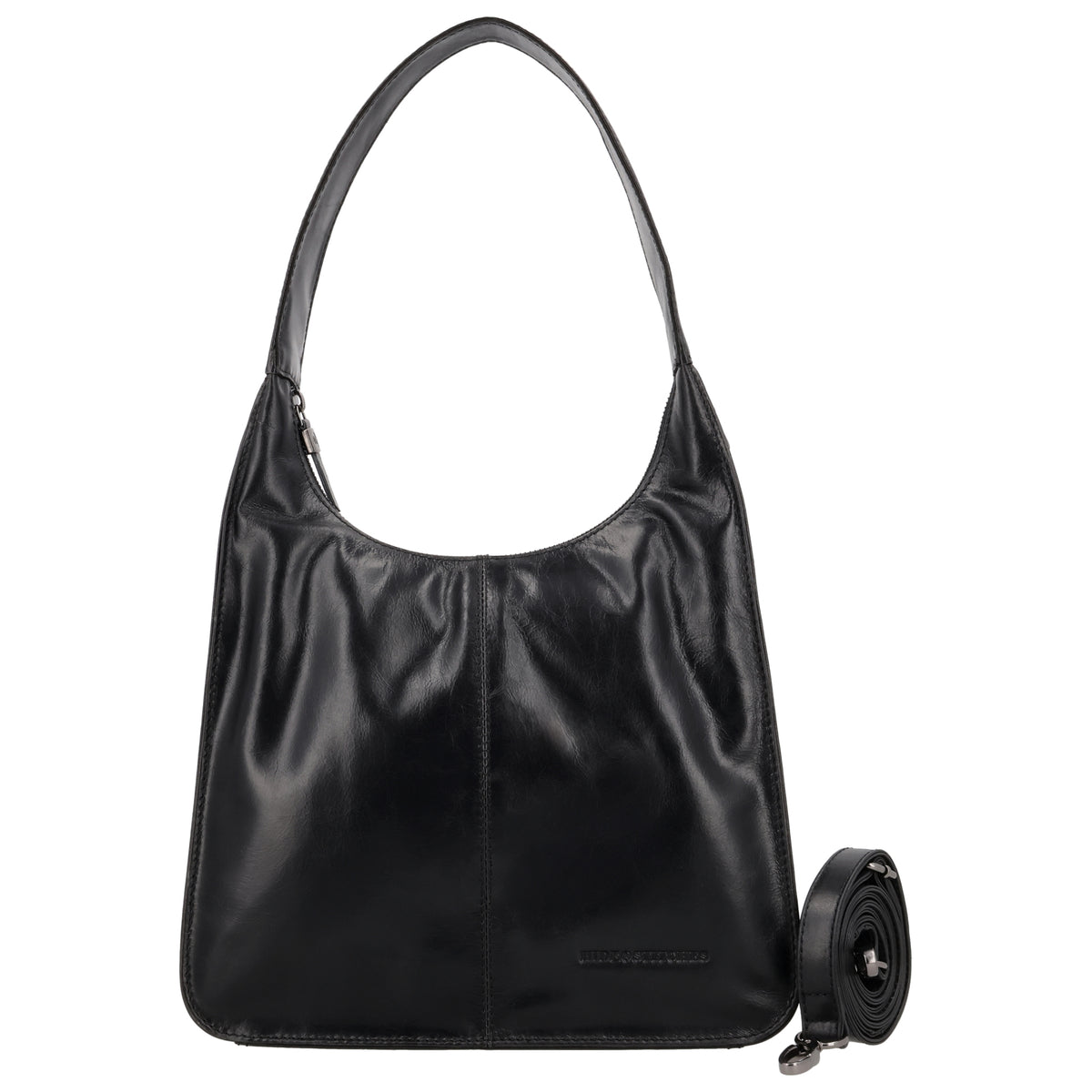 Schultertasche 28x26cm in Schwarz mit separatem Umhängeriemen - leder-accessoires.com