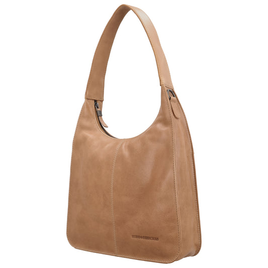 Schultertasche 28x26cm in Taupe mit separatem Umhängeriemen - leder-accessoires.com