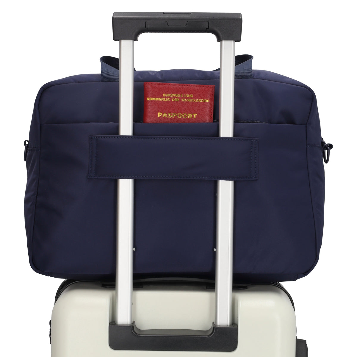 Reisetasche 41 x 28cm in Dunkelblau mit Aufsteckfunktion - leder-accessoires.com