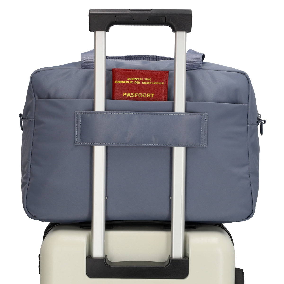 Reisetasche 41 x 28cm in Jeansblau mit Aufsteckfunktion - leder-accessoires.com