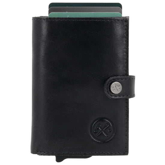Safety Wallet Schwarz – Kartenhalter Leder mit RFID Schutz - leder-accessoires.com