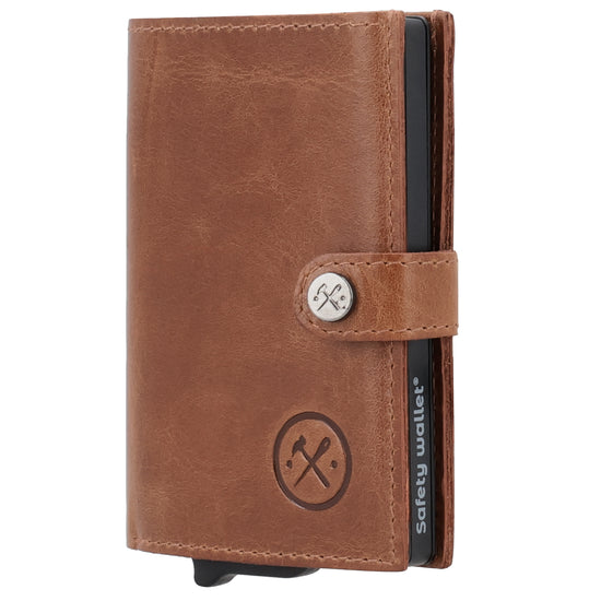 Safety Wallet Cognac – Kartenhalter Leder mit RFID Schutz - leder-accessoires.com