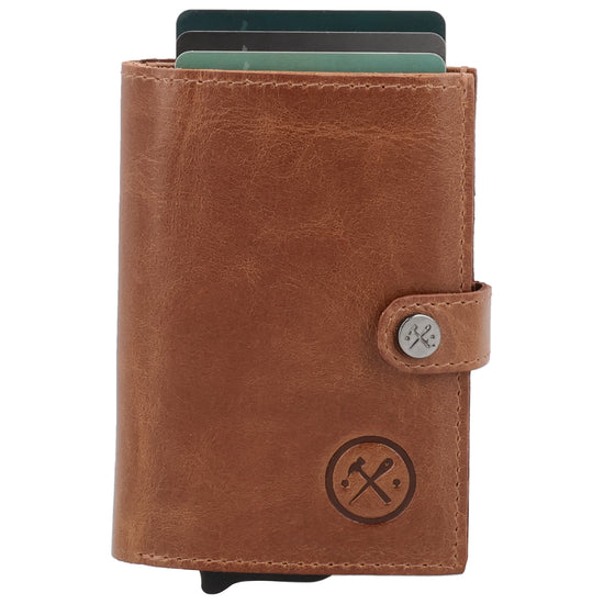 Safety Wallet Cognac – Kartenhalter Leder mit RFID Schutz - leder-accessoires.com