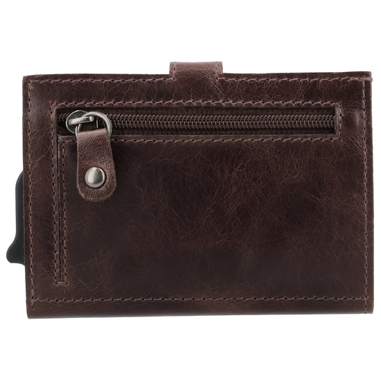 Safety Wallet Dunkelbraun – Kartenhalter Leder mit RFID Schutz - leder-accessoires.com