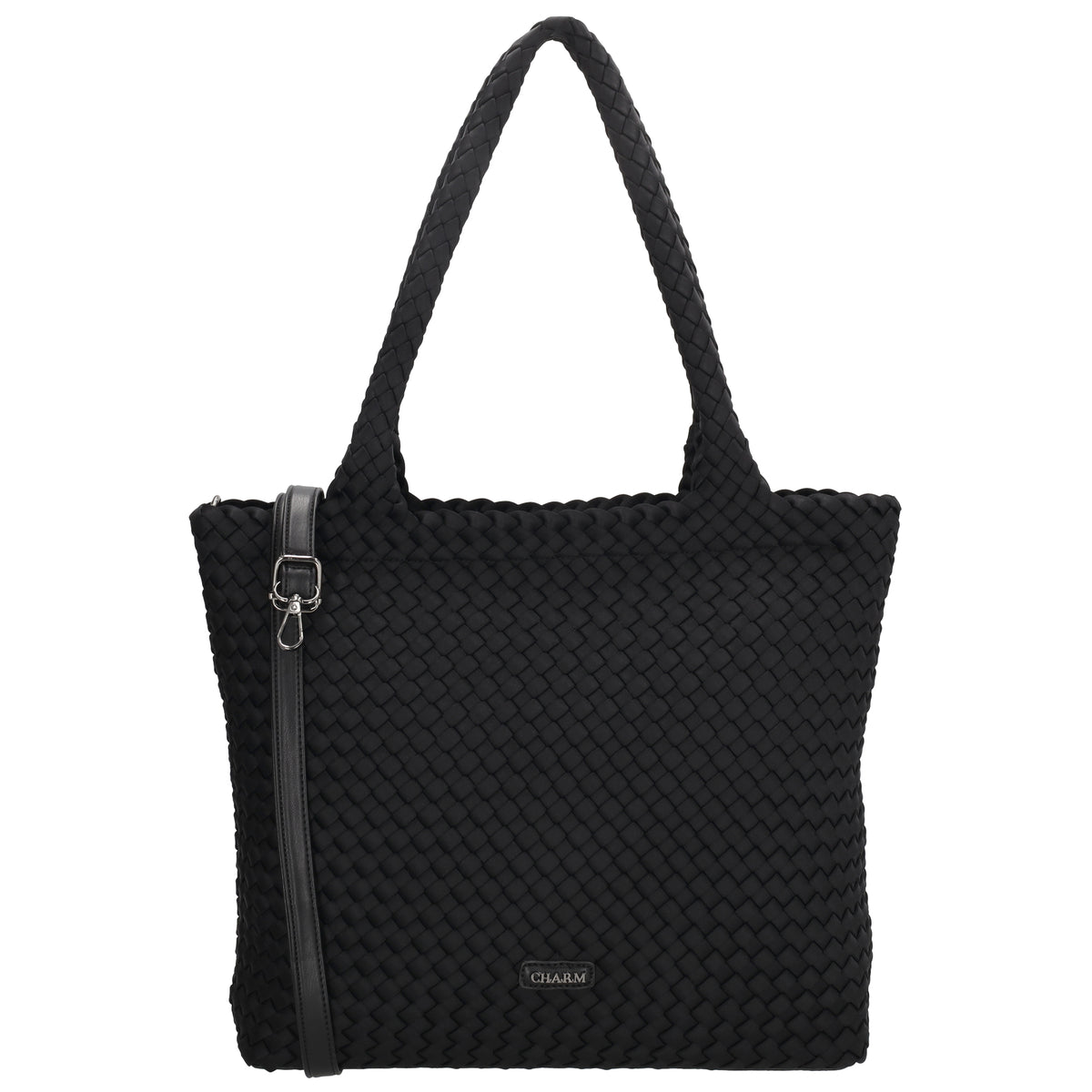Shopper in Schwarz 43x35cm geflochtene Optik - leder-accessoires.com