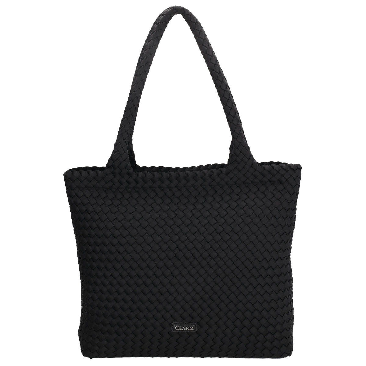 Shopper in Schwarz 43x35cm geflochtene Optik - leder-accessoires.com