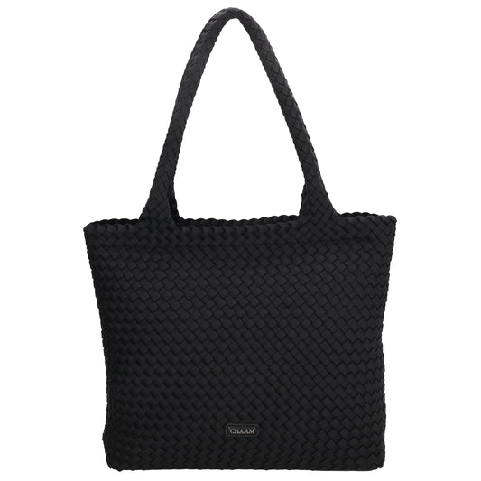 Shopper in Schwarz 43x35cm geflochtene Optik - leder-accessoires.com
