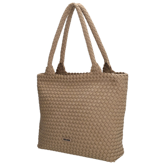 Shopper in Taupe 43x35cm geflochtene Optik - leder-accessoires.com
