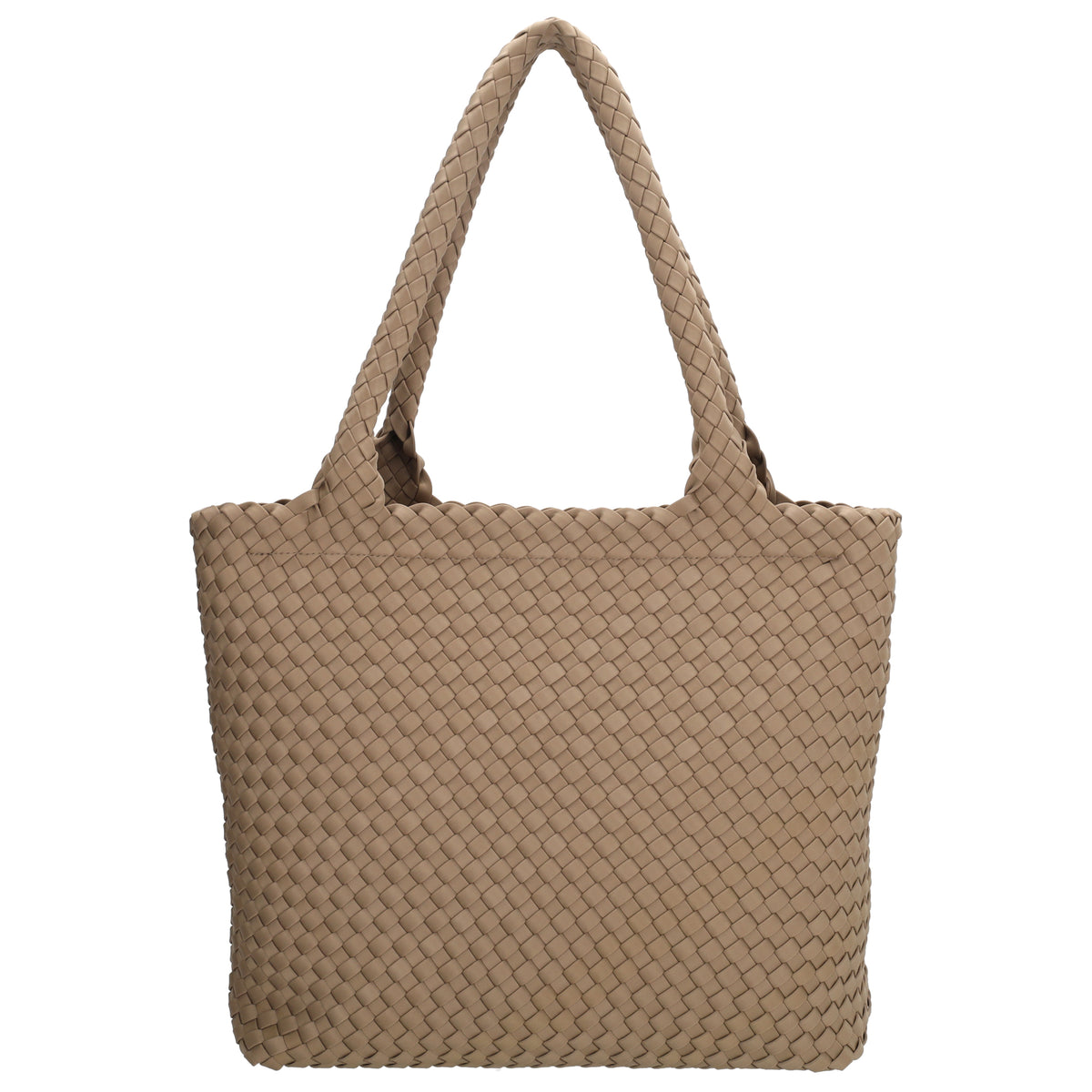 Shopper in Taupe 43x35cm geflochtene Optik - leder-accessoires.com