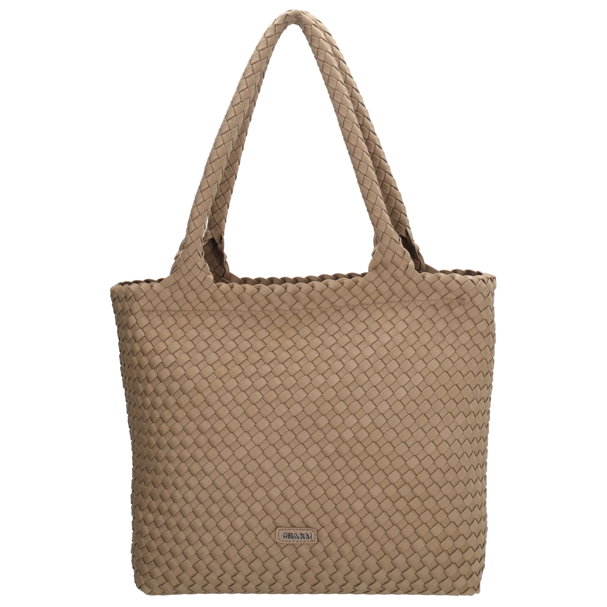 Shopper in Taupe 43x35cm geflochtene Optik - leder-accessoires.com