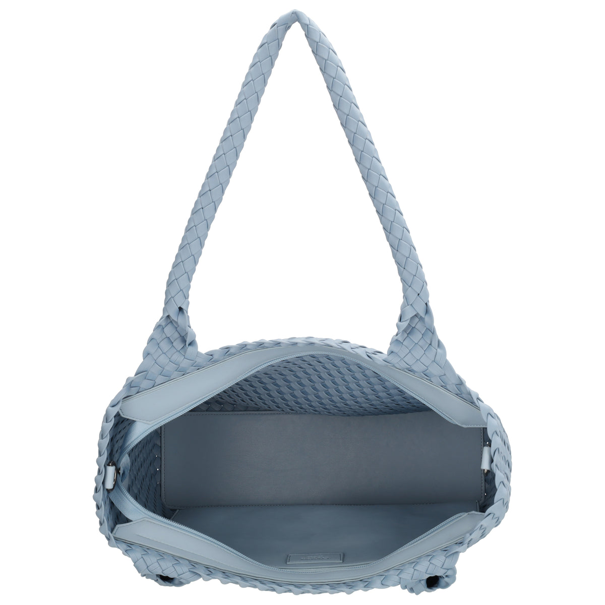 Shopper in Hellblau 43x35cm geflochtene Optik - leder-accessoires.com