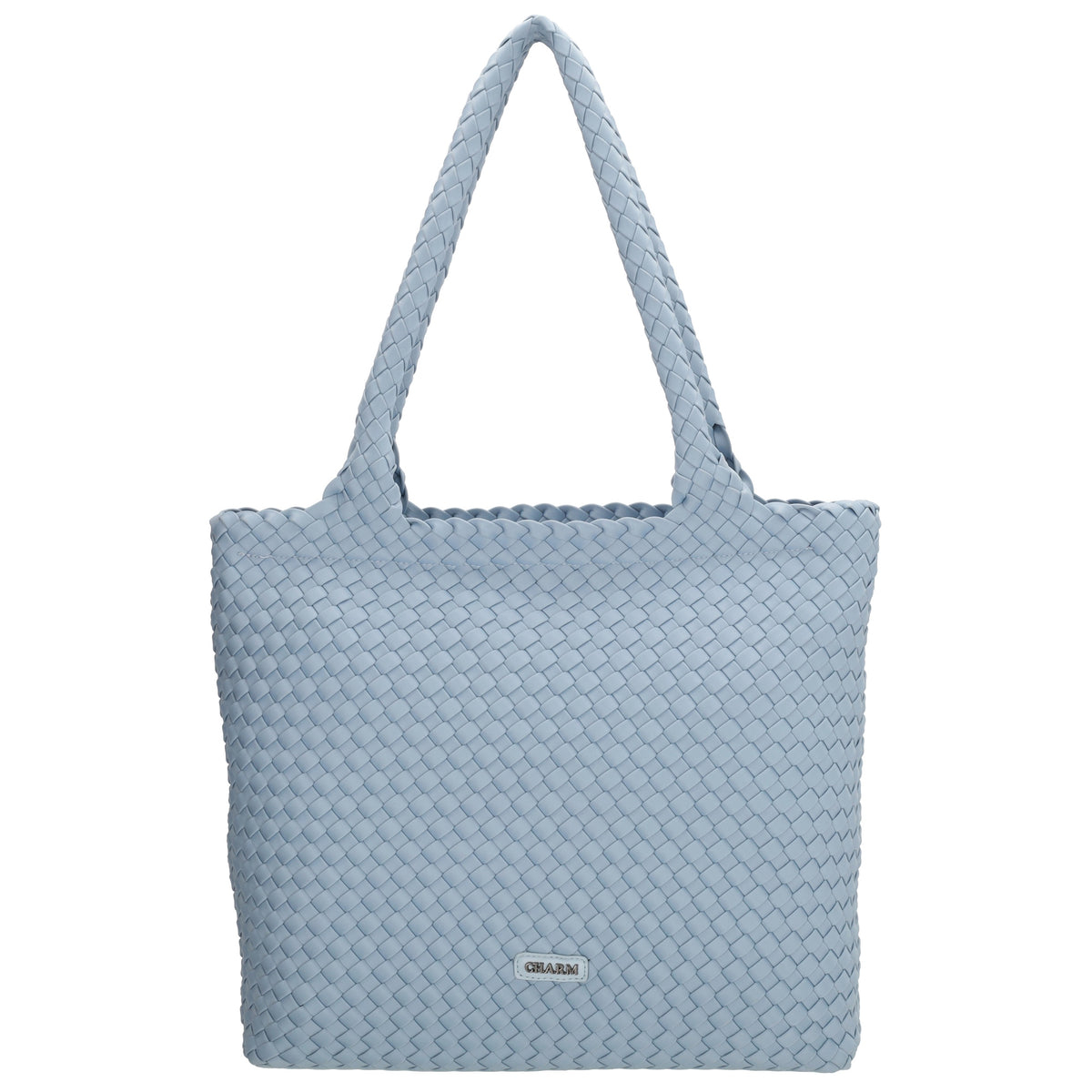 Shopper in Hellblau 43x35cm geflochtene Optik - leder-accessoires.com